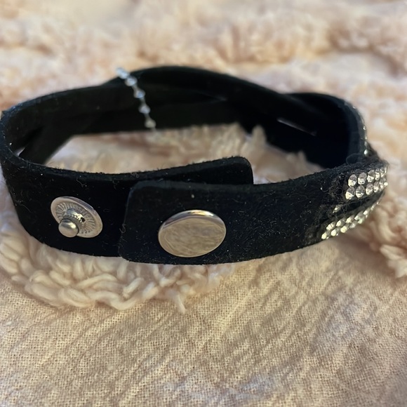 Faux Suede & Rhinestone Twist Bracelet - Picture 2 of 4
